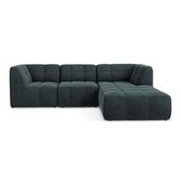 Mėlynos spalvos kampinė sofa iš velveto (su dešiniuoju kampu/su gultu) Aloha – Makamii
