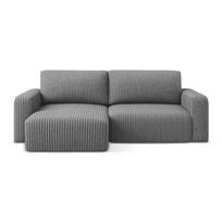Pilkos spalvos sulankstoma/su sandėliavimo vieta kampinė sofa iš kordinio velveto (su kairiuoju kampu/su gultu) Kona – Makamii