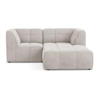 Smėlio spalvos kampinė sofa iš velveto (su dešiniuoju kampu/su gultu) Aloha – Makamii