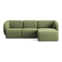 Žalios spalvos kampinė sofa iš šenilinio audinio (su dešiniuoju kampu/su gultu) Lani – Makamii
