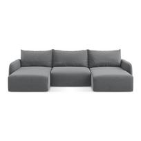 Pilkos spalvos sulankstoma/su sandėliavimo vieta kampinė sofa iš velveto („U“ formos) Kalena – Makamii