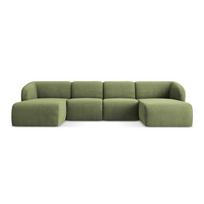 Žalios spalvos kampinė sofa iš šenilinio audinio („U“ formos) Lani – Makamii