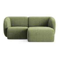 Žalios spalvos kampinė sofa iš šenilinio audinio (su dešiniuoju kampu/su gultu) Lani – Makamii