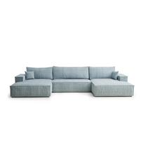 Šviesiai mėlynos spalvos sulankstoma/su sandėliavimo vieta kampinė sofa iš šenilinio audinio („U“ formos) Kyoto – Maison de Rêve