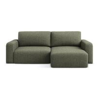 Žalios spalvos sulankstoma/su sandėliavimo vieta kampinė sofa iš kordinio velveto (su dešiniuoju kampu/su gultu) Kona – Makamii