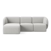 Šviesiai pilkos spalvos kampinė sofa iš velveto (su kairiuoju kampu/su gultu) Lani – Makamii