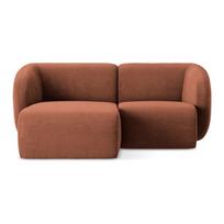Terakotos spalvos kampinė sofa iš šenilinio audinio (su kairiuoju kampu/su gultu) Lani – Makamii