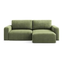 Žalios spalvos sulankstoma/su sandėliavimo vieta kampinė sofa iš šenilinio audinio (su dešiniuoju kampu/su gultu) Kona – Makamii