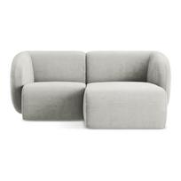 Šviesiai pilkos spalvos kampinė sofa iš šenilinio audinio (su dešiniuoju kampu/su gultu) Lani – Makamii