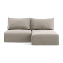 Taupe spalvos sulankstoma/su sandėliavimo vieta kampinė sofa iš velveto (su dešiniuoju kampu/su gultu) Kalena – Makamii