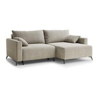 Smėlio spalvos sulankstoma/su sandėliavimo vieta kampinė sofa iš šenilinio audinio (su dešiniuoju kampu/su gultu) Leon – Maison de Rêve