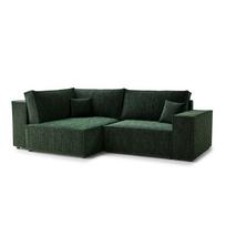 Tamsiai žalios spalvos sulankstoma/su sandėliavimo vieta kampinė sofa iš šenilinio audinio (su kairiuoju kampu/„L“ formos) Tonga – Maison de Rêve