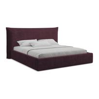 Tamsiai violetinės spalvos dvigulė lova audiniu dengta su sandėliavimo vieta su lovos grotelėmis 140x200 cm Esala – Makamii