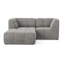 Pilkos spalvos kampinė sofa iš velveto (su kairiuoju kampu/su gultu) Aloha – Makamii
