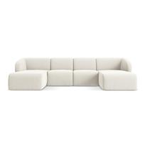 Smėlio spalvos kampinė sofa iš velveto („U“ formos) Lani – Makamii