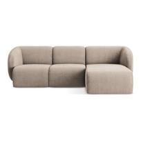 Šviesiai rudos spalvos kampinė sofa iš šenilinio audinio (su dešiniuoju kampu/su gultu) Lani – Makamii