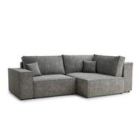 Pilkos spalvos sulankstoma/su sandėliavimo vieta kampinė sofa iš šenilinio audinio (su dešiniuoju kampu/„L“ formos) Tonga – Maison de Rêve