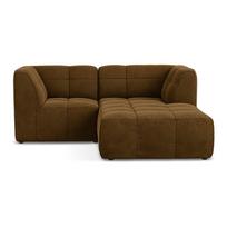 Garstyčių spalvos kampinė sofa iš velveto (su dešiniuoju kampu/su gultu) Aloha – Makamii