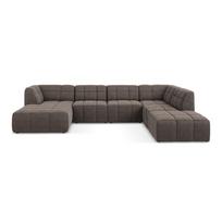 Rudos spalvos kampinė sofa iš boucle („U“ formos) Aloha – Makamii