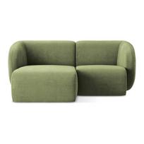 Žalios spalvos kampinė sofa iš šenilinio audinio (su kairiuoju kampu/su gultu) Lani – Makamii