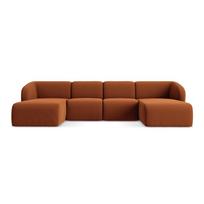 Terakotos spalvos kampinė sofa iš velveto („U“ formos) Lani – Makamii