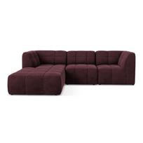 Bordo spalvos kampinė sofa iš velveto (su kairiuoju kampu/su gultu) Aloha – Makamii