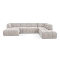 Smėlio spalvos kampinė sofa iš velveto („U“ formos) Aloha – Makamii