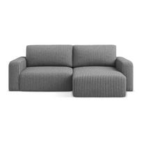 Pilkos spalvos sulankstoma/su sandėliavimo vieta kampinė sofa iš kordinio velveto (su dešiniuoju kampu/su gultu) Kona – Makamii