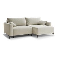 Kreminės spalvos sulankstoma/su sandėliavimo vieta kampinė sofa iš šenilinio audinio (su dešiniuoju kampu/su gultu) Leon – Maison de Rêve
