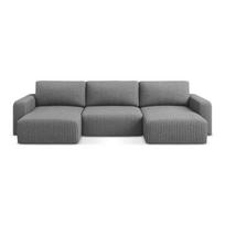 Pilkos spalvos sulankstoma/su sandėliavimo vieta kampinė sofa iš kordinio velveto („U“ formos) Kona – Makamii