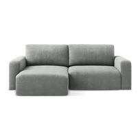 Pilkos spalvos sulankstoma/su sandėliavimo vieta kampinė sofa iš šenilinio audinio (su kairiuoju kampu/su gultu) Kona – Makamii