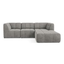 Pilkos spalvos kampinė sofa iš velveto (su dešiniuoju kampu/su gultu) Aloha – Makamii