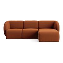 Terakotos spalvos kampinė sofa iš velveto (su dešiniuoju kampu/su gultu) Lani – Makamii