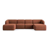 Terakotos spalvos kampinė sofa iš šenilinio audinio („U“ formos) Lani – Makamii
