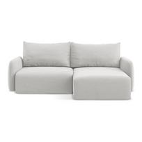 Šviesiai pilkos spalvos sulankstoma/su sandėliavimo vieta kampinė sofa iš velveto (su dešiniuoju kampu/su gultu) Kalena – Makamii