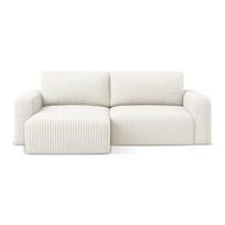 Kreminės spalvos sulankstoma/su sandėliavimo vieta kampinė sofa iš kordinio velveto (su kairiuoju kampu/su gultu) Kona – Makamii