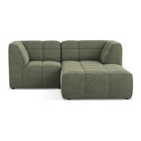 Žalios spalvos kampinė sofa iš boucle (su dešiniuoju kampu/su gultu) Aloha – Makamii