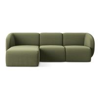 Žalios spalvos kampinė sofa iš velveto (su kairiuoju kampu/su gultu) Lani – Makamii
