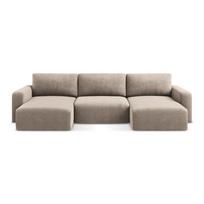 Smėlio spalvos sulankstoma/su sandėliavimo vieta kampinė sofa iš šenilinio audinio („U“ formos) Kona – Makamii