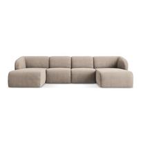 Šviesiai rudos spalvos kampinė sofa iš šenilinio audinio („U“ formos) Lani – Makamii