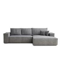 Pilkos spalvos sulankstoma/su sandėliavimo vieta kampinė sofa iš šenilinio audinio (su dešiniuoju kampu/su gultu) Maze – Maison de Rêve