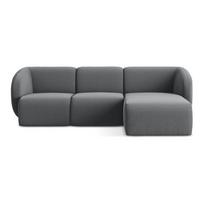 Pilkos spalvos kampinė sofa iš velveto (su dešiniuoju kampu/su gultu) Lani – Makamii