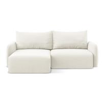 Kreminės spalvos sulankstoma/su sandėliavimo vieta kampinė sofa iš velveto (su kairiuoju kampu/su gultu) Kalena – Makamii