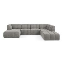 Pilkos spalvos kampinė sofa iš velveto („U“ formos) Aloha – Makamii