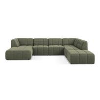 Žalios spalvos kampinė sofa iš boucle („U“ formos) Aloha – Makamii