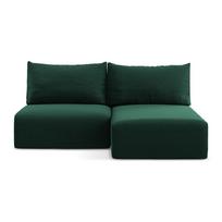 Tamsiai žalios spalvos sulankstoma/su sandėliavimo vieta kampinė sofa iš velveto (su dešiniuoju kampu/su gultu) Kalena – Makamii