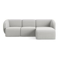 Šviesiai pilkos spalvos kampinė sofa iš velveto (su dešiniuoju kampu/su gultu) Lani – Makamii