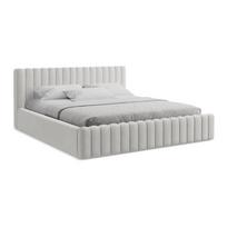 Sidabrinės spalvos dvigulė lova audiniu dengta su sandėliavimo vieta su lovos grotelėmis 180x200 cm Lemi – Makamii