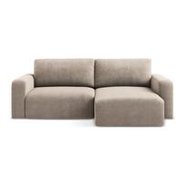 Smėlio spalvos sulankstoma/su sandėliavimo vieta kampinė sofa iš šenilinio audinio (su dešiniuoju kampu/su gultu) Kona – Makamii
