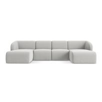 Šviesiai pilkos spalvos kampinė sofa iš velveto („U“ formos) Lani – Makamii